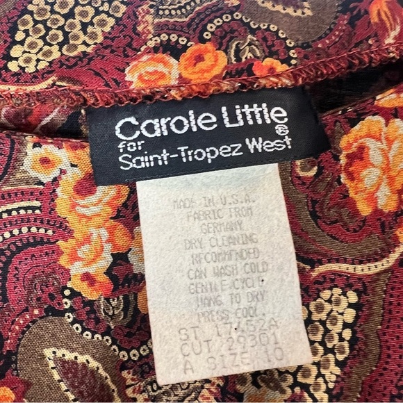 Vintage Carole Little NeoClassical Art-to-Wear Blouse Boho Paisley Tie-Front 10 - Picture 11 of 13